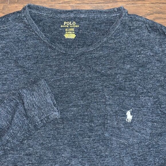 Gray mens Polo by Ralph Lauren LS w/ white Pony T shirt XXL - Picture 1 of 3